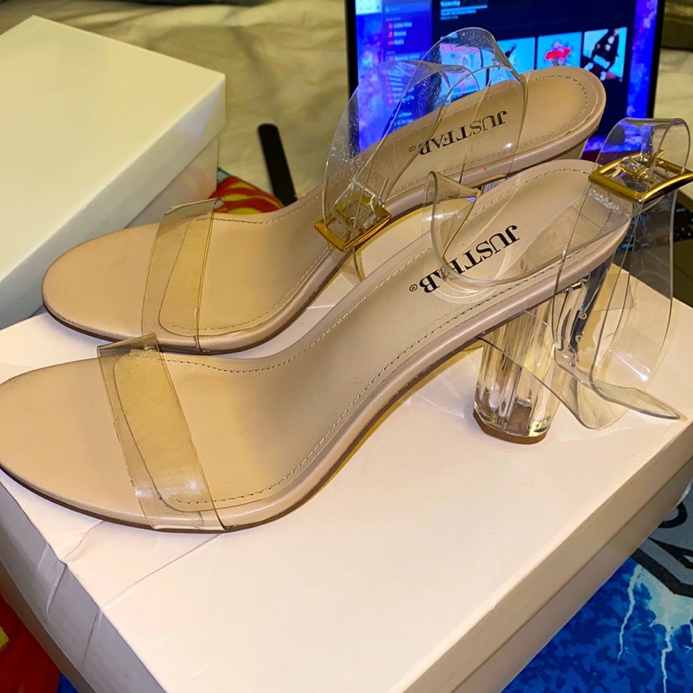 Nude/Clear Heeled Sandals